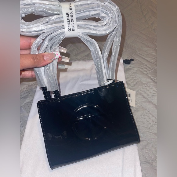 Telfar Handbags - Telfar small black patent leather